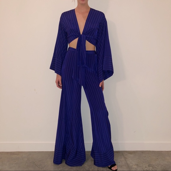 beautiful royal blue pinstripe 2 piece set - Picture 2 of 2